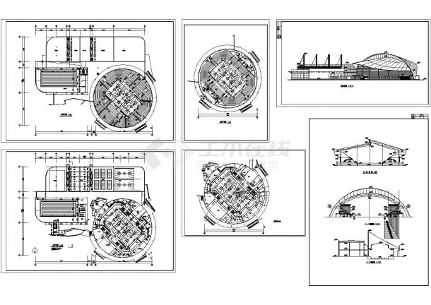 【上海】某大学新型体育馆墙体建筑施工设计cad方案图-图一