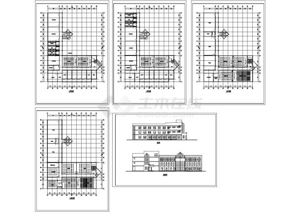 某三层框架结构中学教学楼设计cad建筑方案图（甲级院设计）-图一