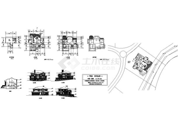 [新农村]2层半400平乡村别墅建筑施工图纸带效果图-图二