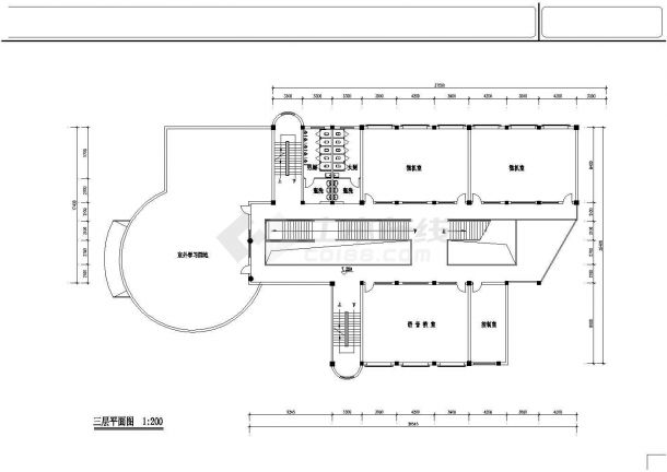 重庆市某实验中学1万平米4层框架结构科学活动中心建筑设计CAD图纸-图二