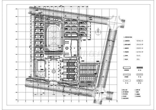 淮安市某实验中学总平面规划设计CAD图纸（占地2.5万平米）-图一