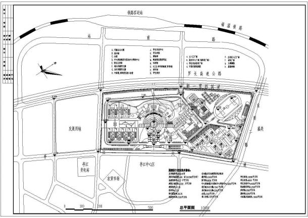 商丘市外贸学院校区总平面规划设计CAD图纸（占地29万平米）-图一