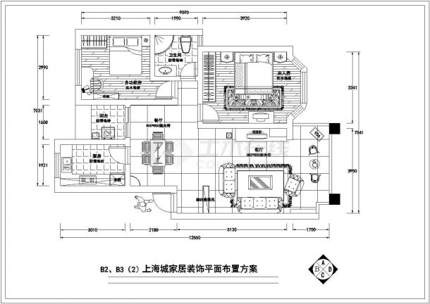上海大户型室内装修设计施工图-图二