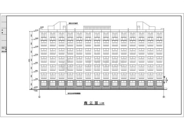 商丘理工学院1.3万平米7层砖混结构宿舍楼建筑设计CAD图纸-图二