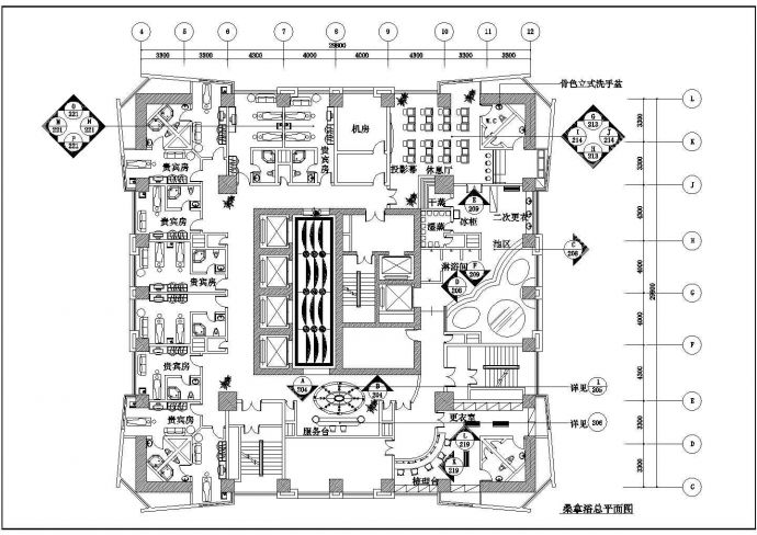 北京某桑拿室室内装修设计cad施工图纸_图1
