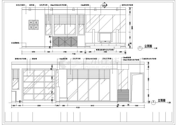 大两居室内家装精装修设计方案CAD图-图二
