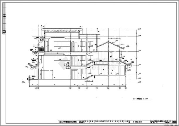 某三层框架结构江南民居休闲中心建筑设计cad全套施工图-图一