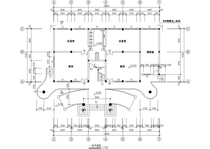 泸州市康佳花园小区幼儿园820平米3层框架结构教学楼建筑设计CAD图纸_图1
