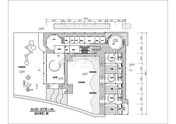 衡阳市某幼儿园4000平米3层框架结构教学楼建筑设计CAD图纸-图一