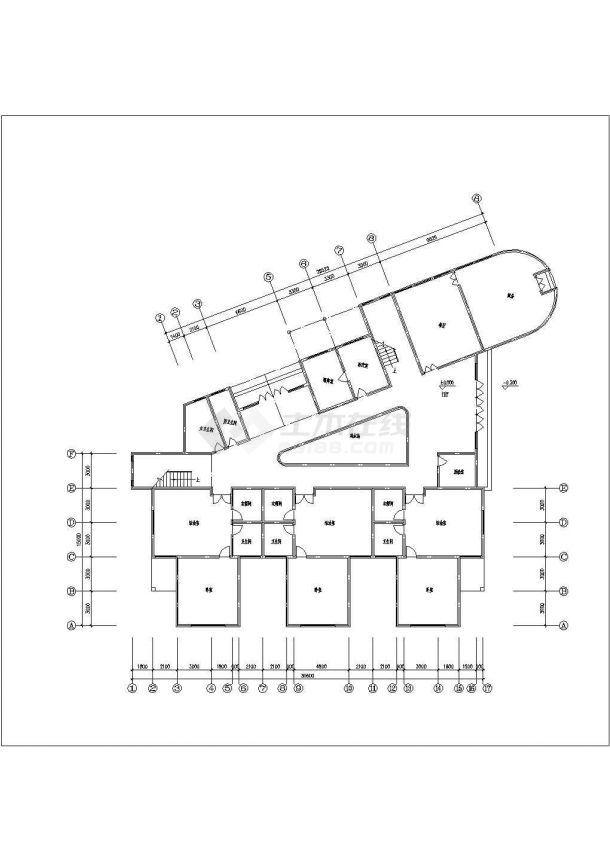 广州某大学附属幼儿园1800平米2层混合结构教学楼平立面设计CAD图纸-图一