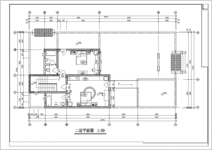某主体二层框混结构中式仿古风格四合院设计cad全套建筑施工图（含效果图）_图1