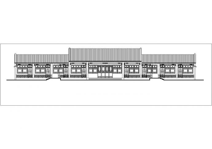 某一层框架结构四合院式办公用房设计cad建筑方案图_图1