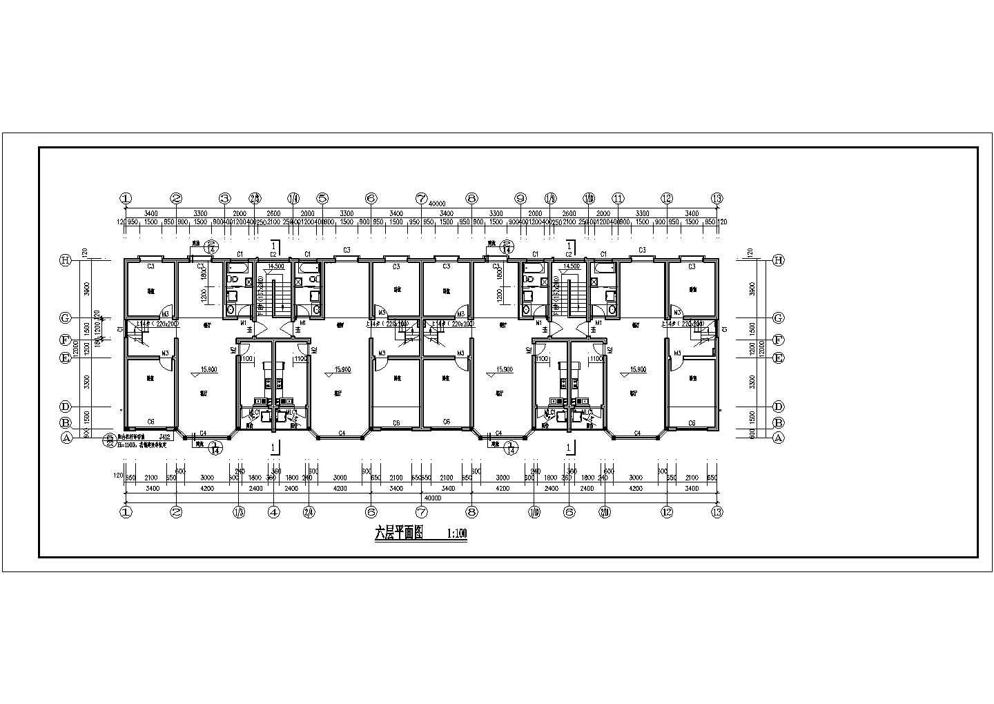 江苏某6层砖混结构商住楼建筑设计CAD全套图纸