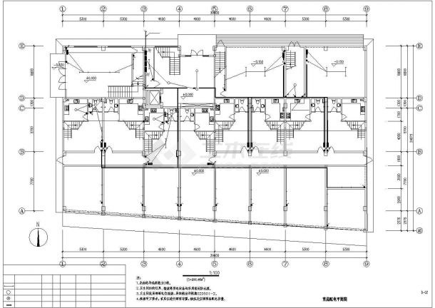 山东某8层商住楼建筑施工电气设计CAD全套图纸-图一