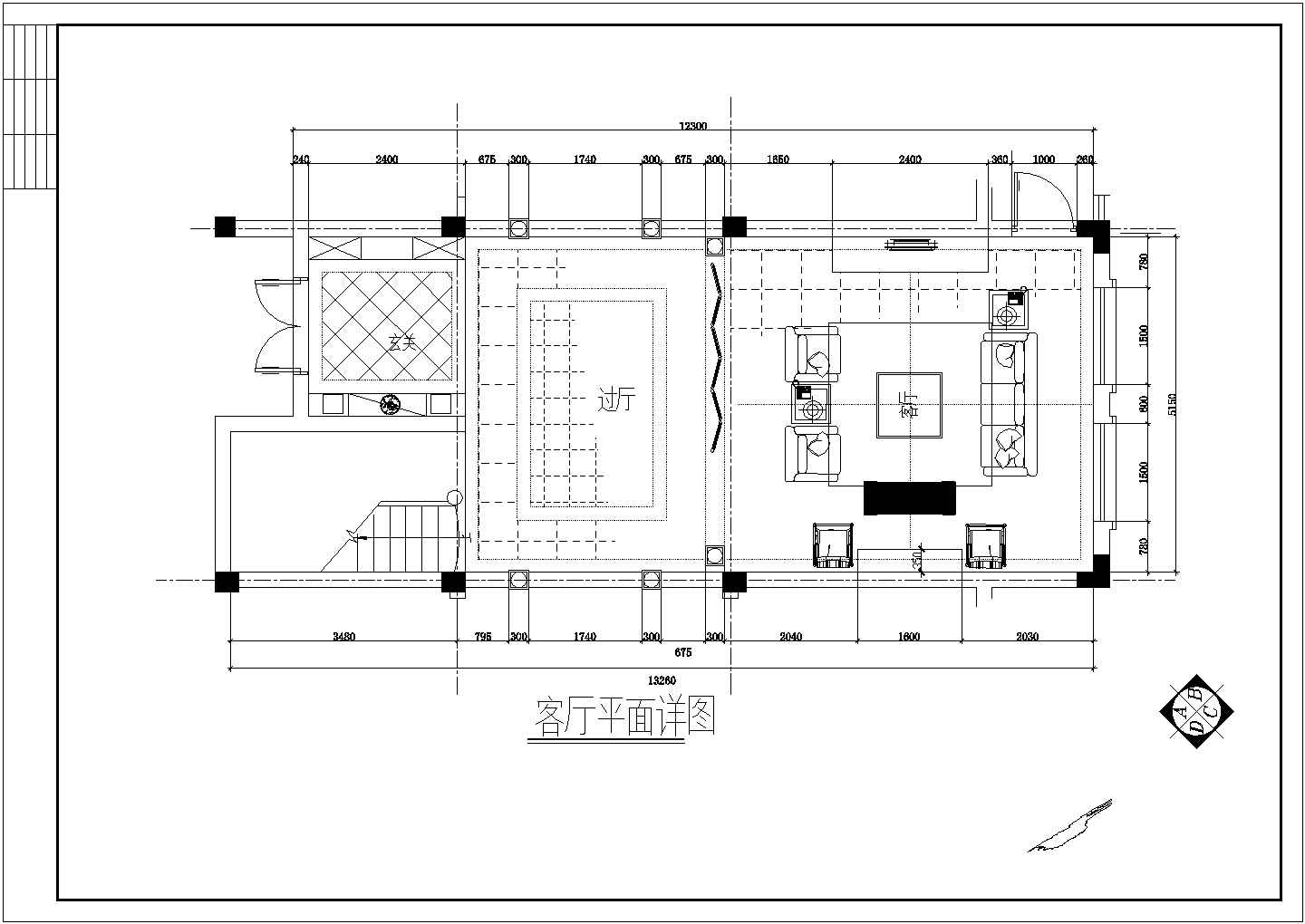 某二层框架结构欧式别墅室内装修设计cad全套施工图（含设计说明）