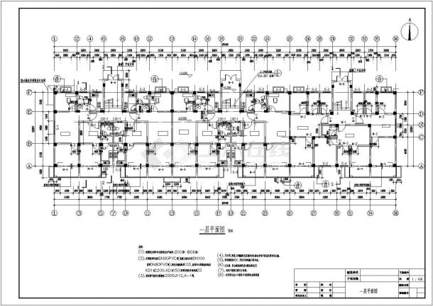 苏州富贵云天小区3200平米6层框架结构住宅楼建筑设计CAD图纸-图一
