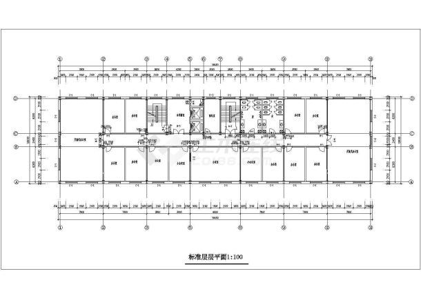 重庆市某商业街1万平米12层钢框架结构写字楼建筑设计CAD图纸-图一