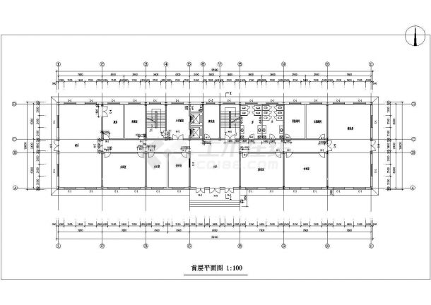 重庆市某商业街1万平米12层钢框架结构写字楼建筑设计CAD图纸-图二