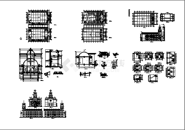 某四层教堂建筑施工cad图，共七张-图一