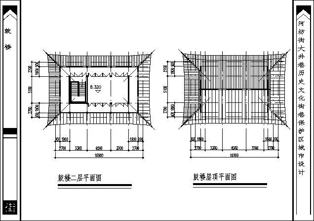 某二层鼓楼建筑施工cad图，共五张_图1