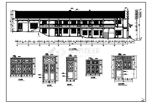 二层仿古建筑万寿宫建筑施工cad图，共二十六张-图一