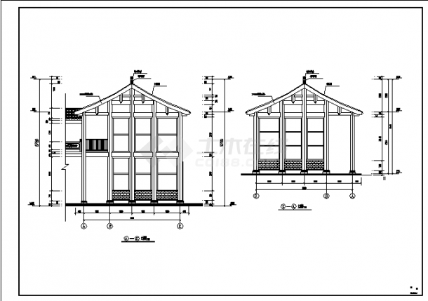 二层仿古建筑万寿宫建筑施工cad图，共二十六张-图二