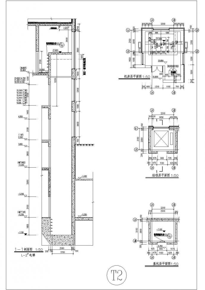 某多层综合楼电梯设计cad施工大样图_图1