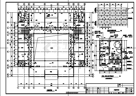 二层仿古四合院建筑施工cad图(带效果图，共九张)-图二