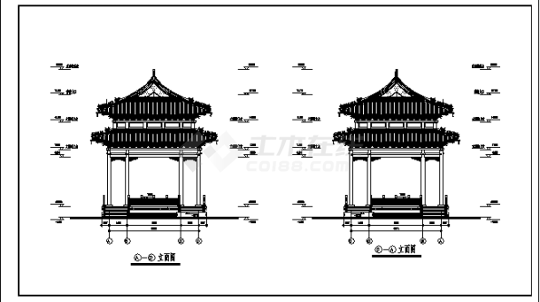 某市206平方米单层松林岛营地万佛广场万佛殿建筑施工cad图，共七张-图二