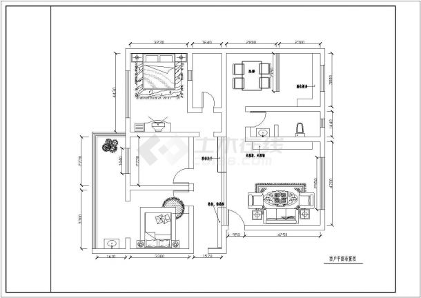 张家港凤凰城全套室内设计装修CAD图纸-图二