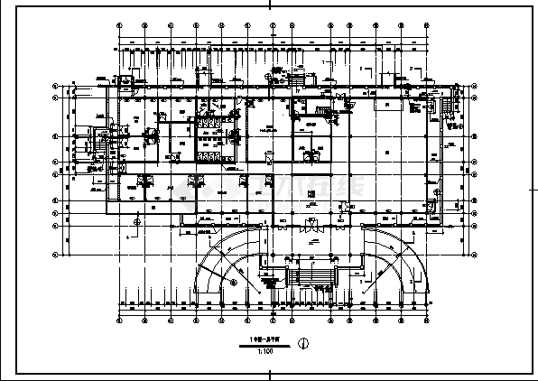 三层仿古图书馆建筑施工cad图，共九张-图二