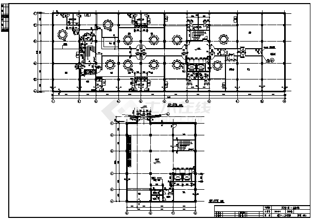 四层带地下室船造型仿古饭店建筑施工cad图，共七张-图一