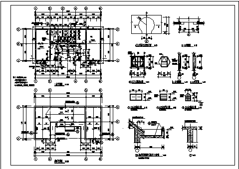 单层仿古管理用房建筑施工cad图,共四张-图一