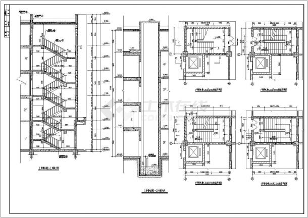 某工程楼梯与电梯设计cad施工大样图-图二