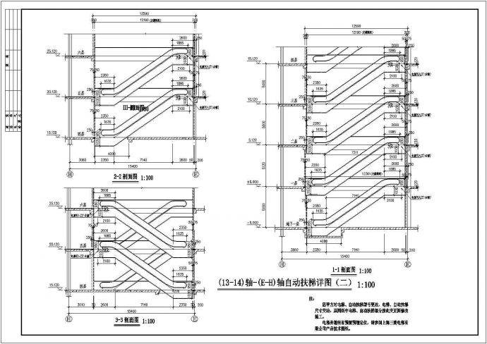 某工程上海三菱牌自动扶梯设计cad详细施工图纸_图1