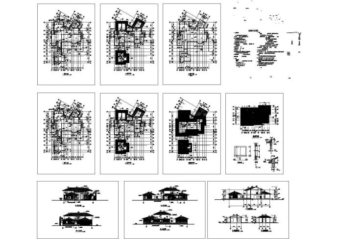 某地区两层独立豪华别墅施工CAD全套图纸_图1