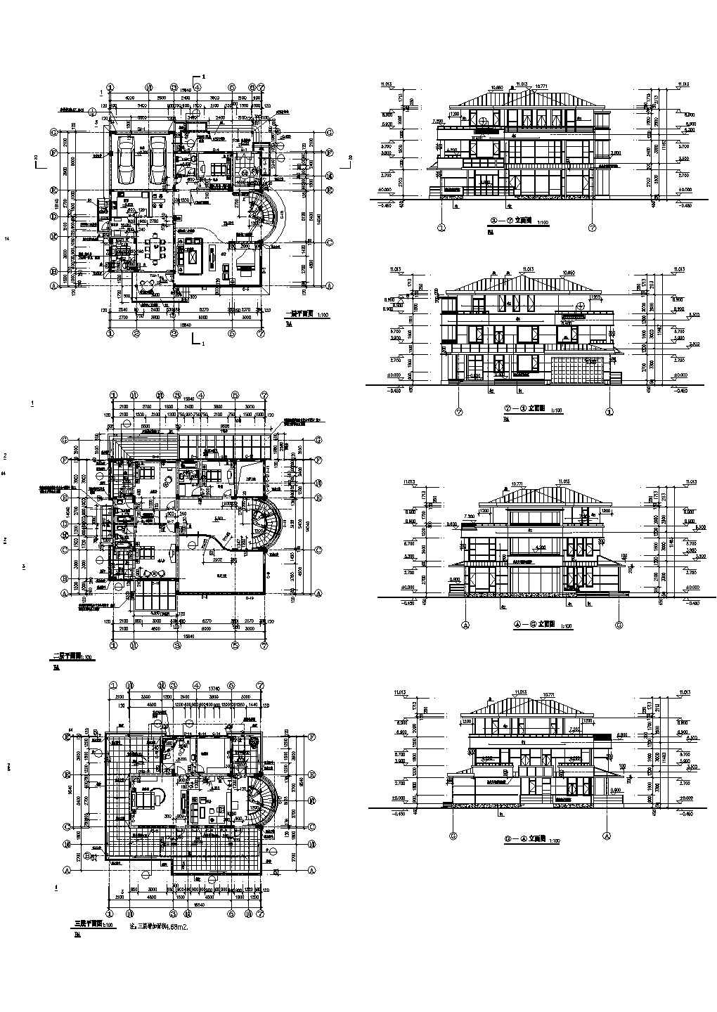 某经典别墅样板房建筑结构施工CAD全套图纸