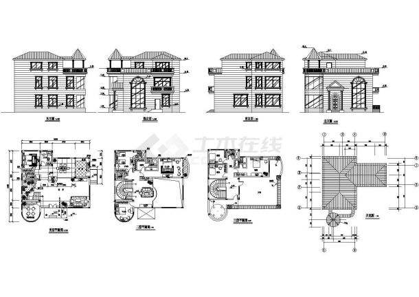 某地经典别墅建筑施工装修设计CAD全套图纸-图一