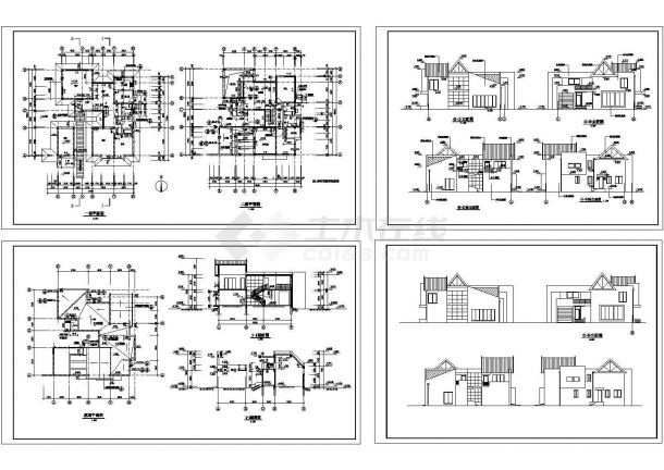 义乌某西式别墅建筑设计施工CAD全套图纸-图一