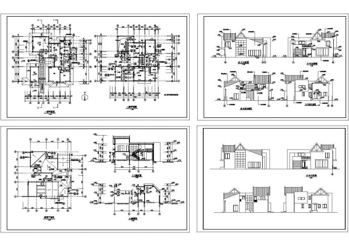 义乌某西式别墅建筑设计施工CAD全套图纸_图1