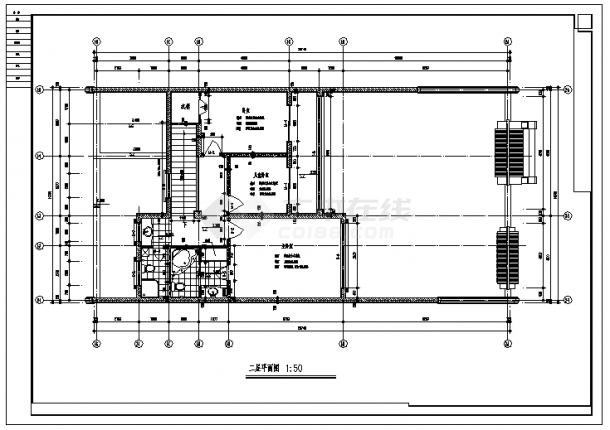 二层北方四合院建筑施工cad图(带效果图，共八张)-图二
