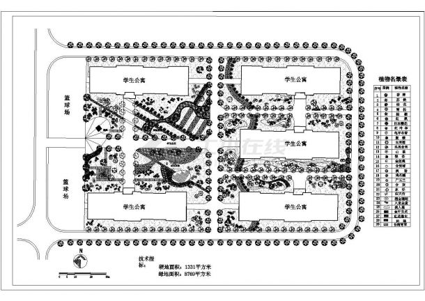 校园绿化规划设计图纸CAD-图一
