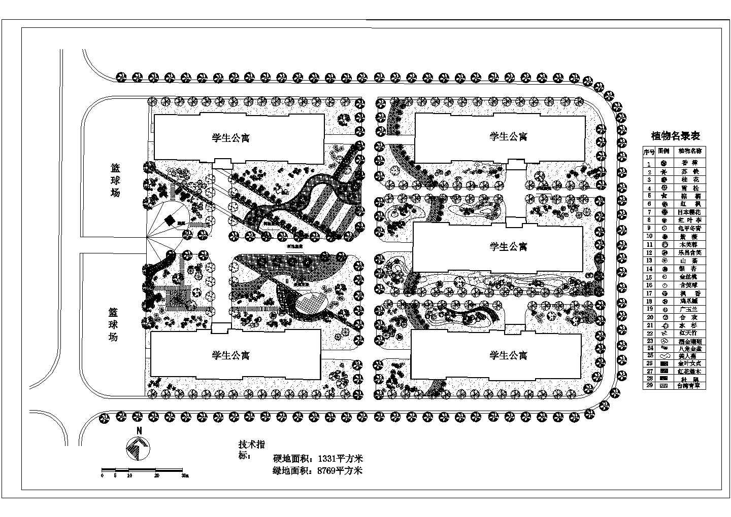 校园绿化规划设计图纸CAD