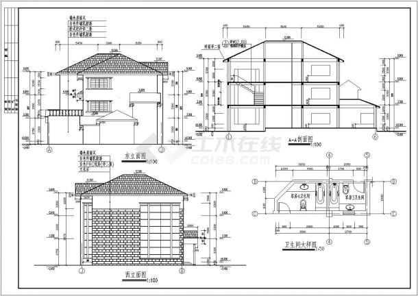 地中海风格多层别墅建筑设计施工图-图二