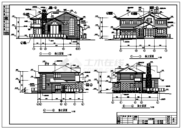 二层A型别墅建筑施工cad图，共八张-图二