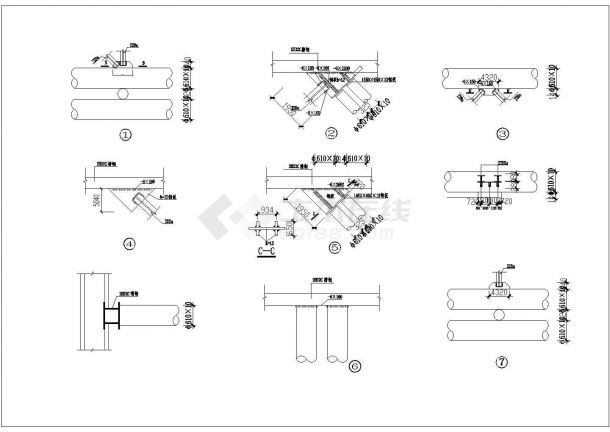 经典609钢管支撑设计cad节点详图（含多种类型设计）-图一