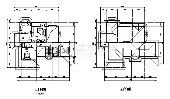 418平方米二层带地下室私人会所建筑施工cad图(带效果图，共五张)-图二