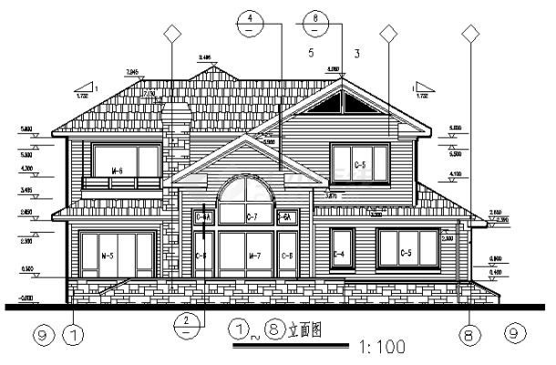 二层豪华别墅建筑施工cad图，共八张-图二