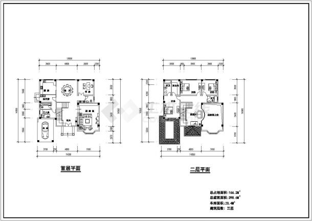 398平米别墅建筑设计施工图-图二
