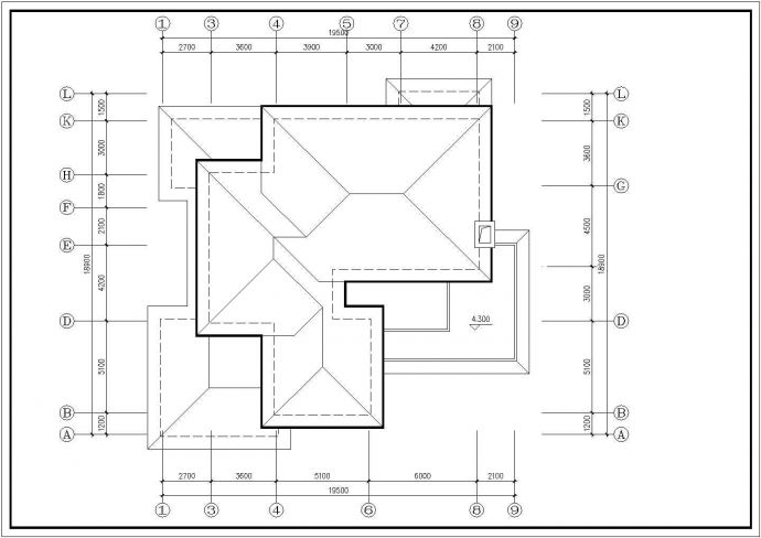 某欧式风格多层别墅设计cad基础平面图_图1